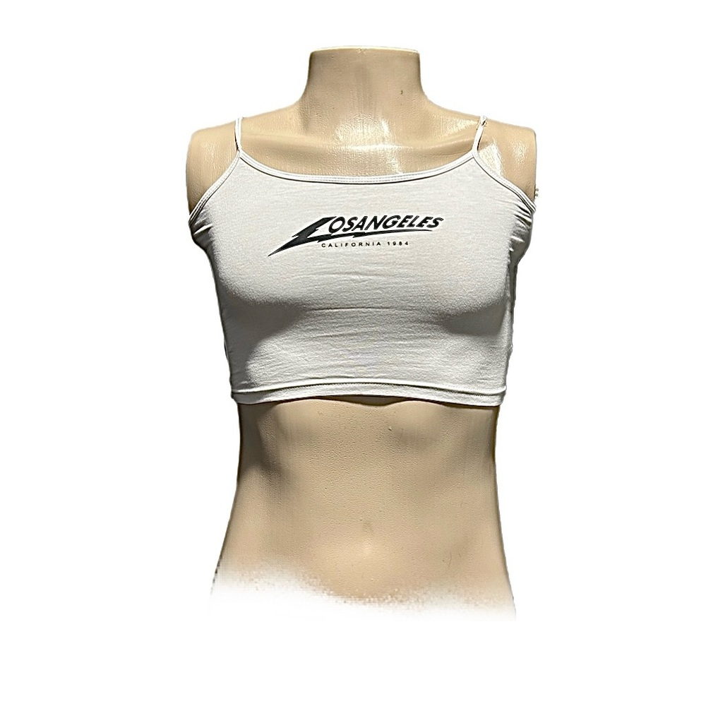 NWOT Women’s Crop Top with Spaghetti Straps and Los Angeles in White